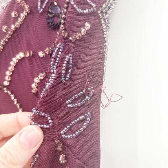 NEW Miss Selfridge Womens Party Evening Beaded Sequin Mini Dress Size 4 Purple‎ - Picture 4 of 11
